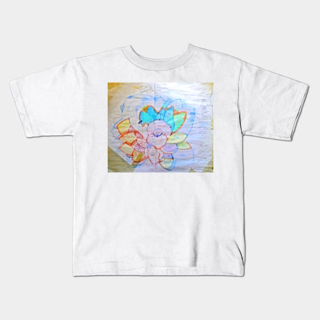 Lotus House Plan Kids T-Shirt by terezadelpilar